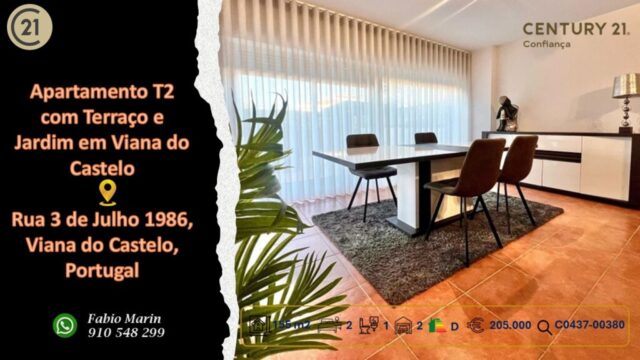 Apartamento T2 com Terraço e Jardim em Viana do Castelo
