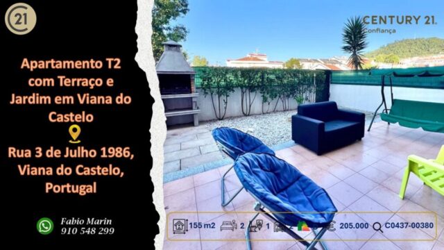 Apartamento T2 com Terraço e Jardim em Viana do Castelo