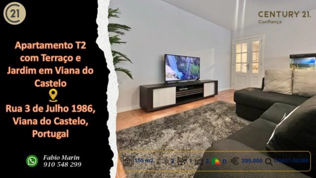 Apartamento T2 com Terraço e Jardim em Viana do Castelo