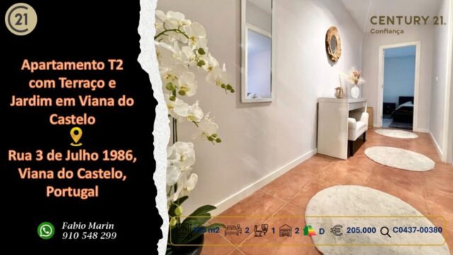 Apartamento T2 com Terraço e Jardim em Viana do Castelo