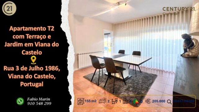 Apartamento T2 com Terraço e Jardim em Viana do Castelo