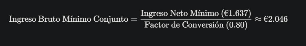 formula ingreso neto minimo conjunto